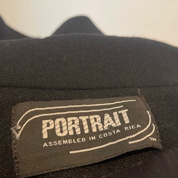 PORTRAIT Mid Length Vintage Wool Coat Black Size 10 - Picture 9 of 14